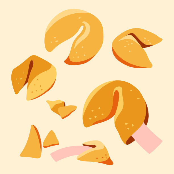 手绘平面设计幸运饼干集图片下载