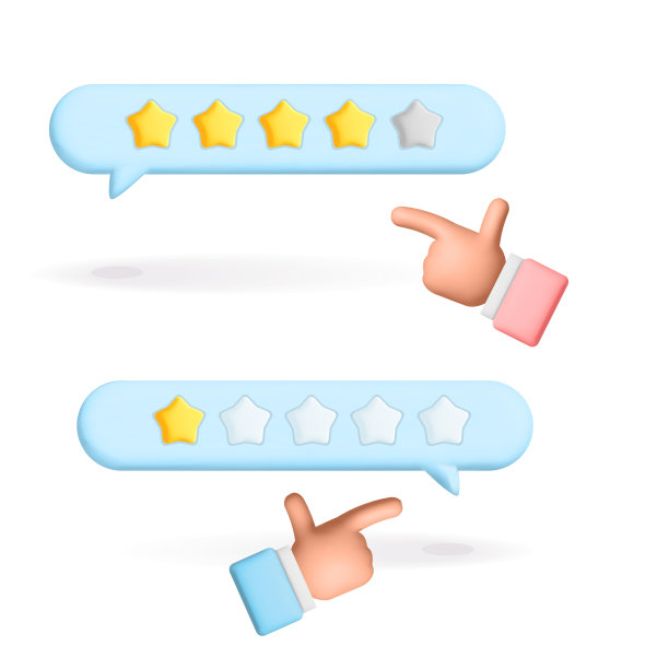 三维矢量指针指向测量气泡形状与黄色的星星图片下载