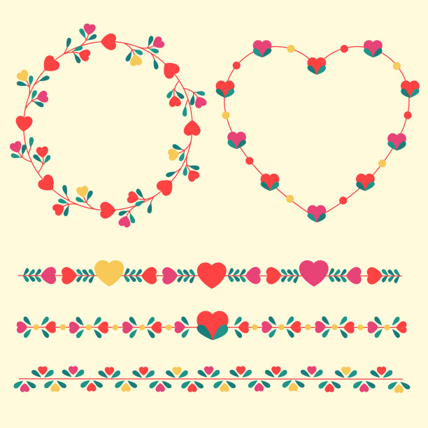 平面设计浪漫的心形框架图片下载