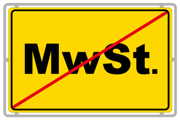 德国黄色标志和增值税MWST隔离在白色背景图片下载