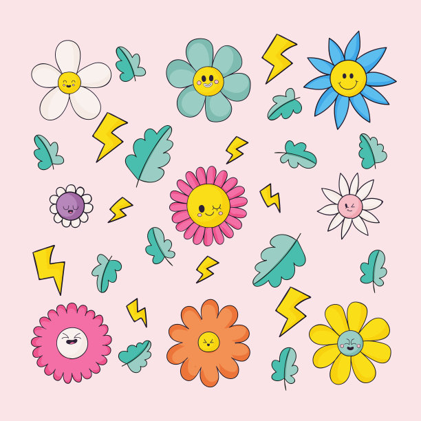 手绘平面设计笑脸花图片下载