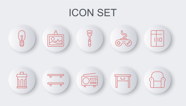 设线扶手椅垃圾桶铲家具图片下载