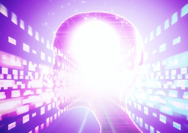 3D插画机器人配备人工智能的技术概念图片下载