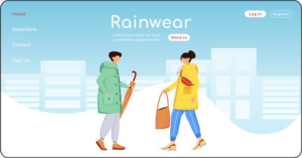 雨衣落地页平面彩色模板图片下载