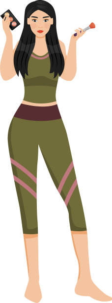 女子应用腮红粉平色脸图片下载