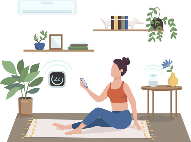 女人控制空调平色图片下载