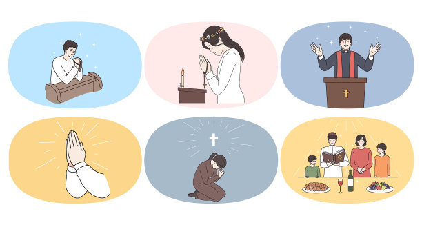 一群信教的人向上帝祈祷图片下载