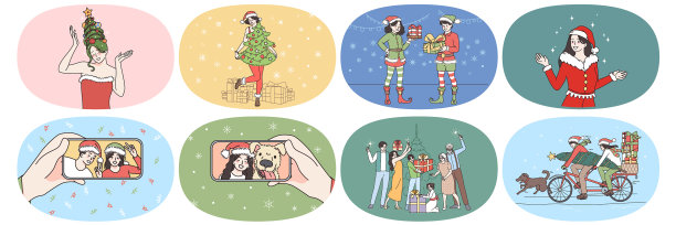 快乐的人享受圣诞节的庆祝图片下载