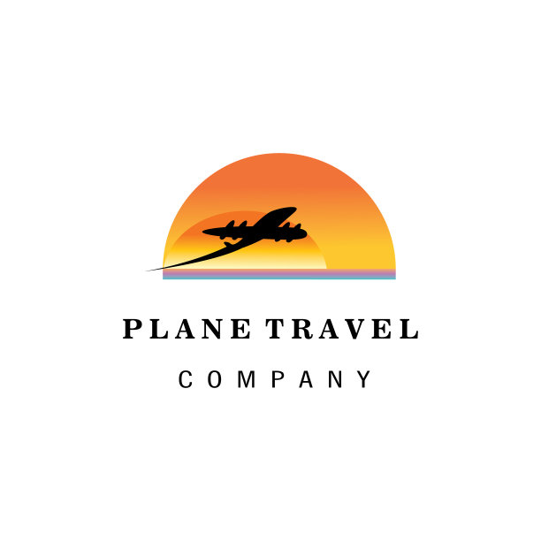 旅行标志日落飞机设计图片下载