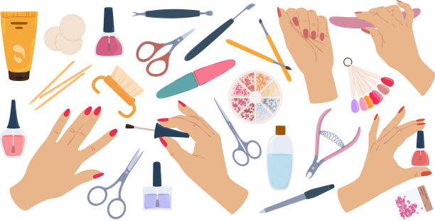 修剪整齐的手握指甲油的女性的手图片下载