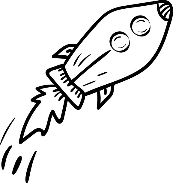 发射的涂鸦火箭卡通风格图片下载