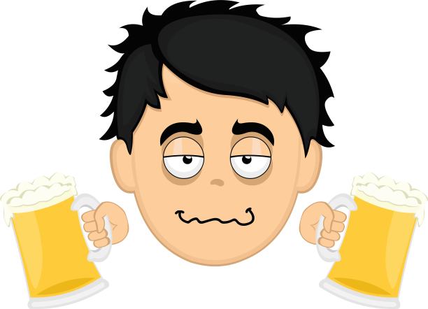 矢量插图脸人卡通喝啤酒图片下载