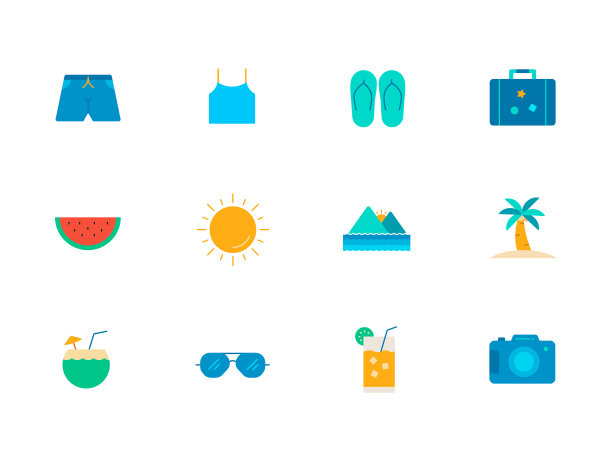 多彩的图标设置暑假或假期图片下载
