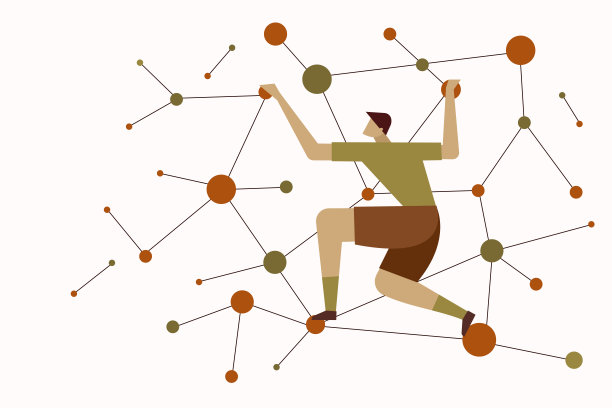 一个男孩爬上分子结构的插图。学习向上的概念图片下载