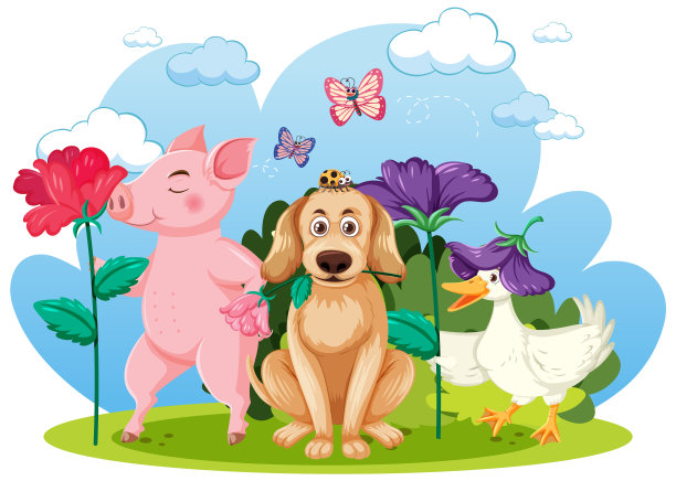 友好的动物在自然场景图片下载