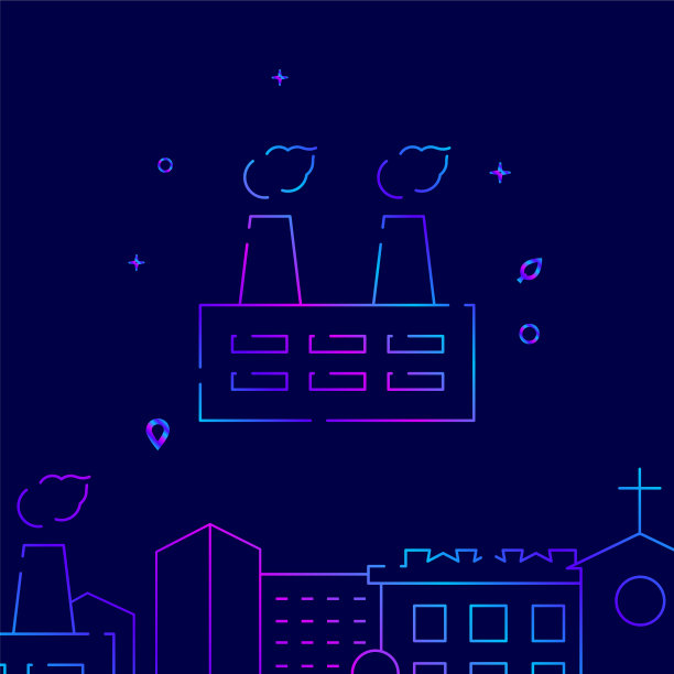 工厂烟厂渐变线条图标建筑图片下载