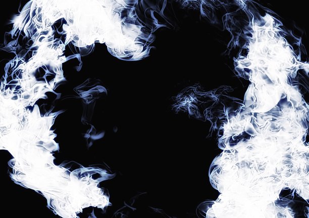白色烟雾在黑暗中盘旋的3D插图图片下载