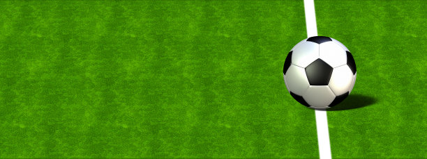 3D渲染的足球放置在草坪上图片下载