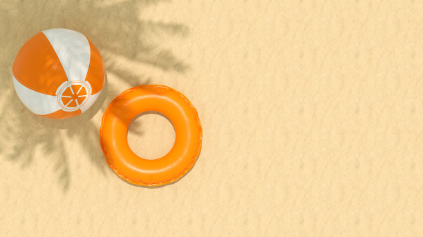 海滩和棕榈树的影子是夏季度假旅行的背景图片下载