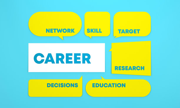 “职业”和相关词汇都在蓝色背景的语音气泡中。图片下载