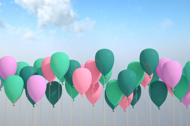 气球飞向天空图片下载