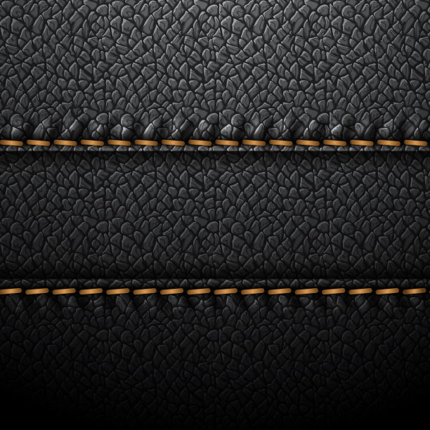 黑色皮革背景与棕色缝合图片下载