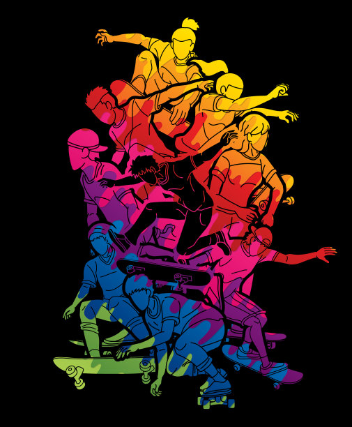 一群玩滑板的极限运动者图片下载