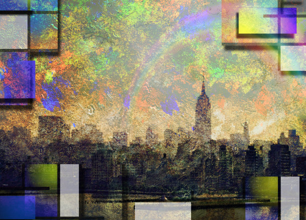 纽约。曼哈顿。现代艺术拼贴图片下载