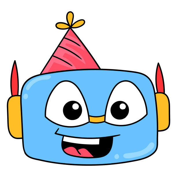 快乐表情机器人头庆祝新年图片下载