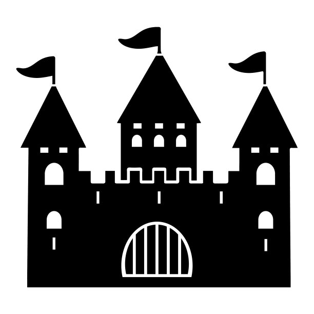 城堡剪影平面图标标志图片下载