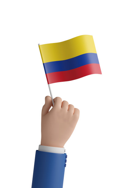 卡通手与哥伦比亚国旗。3d插图。图片下载