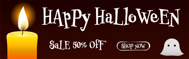 万圣节横幅，夜光蜡烛还有鬼魂图片下载