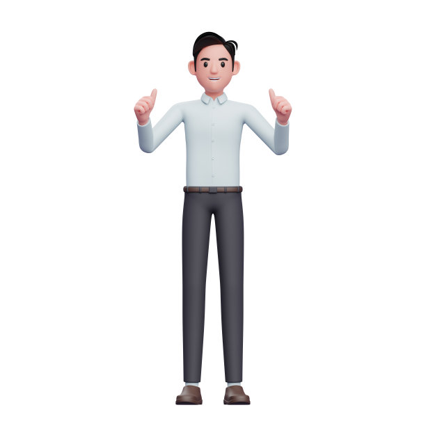 商人竖起大拇指，3D渲染商人人物插图图片下载