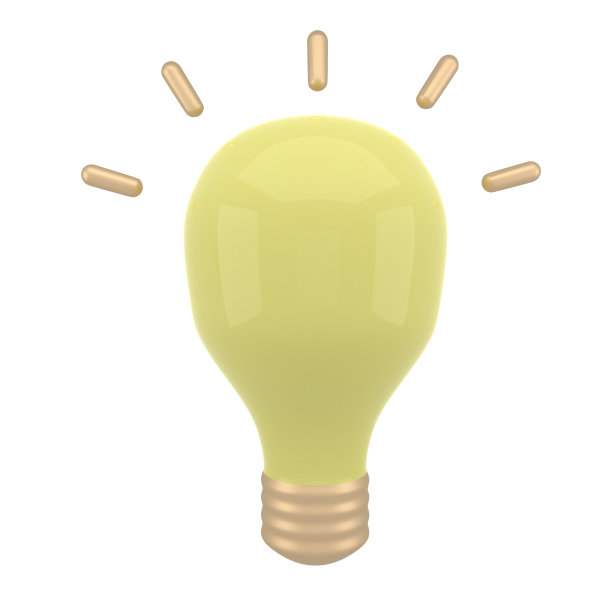 3d卡通风格最小黄色灯泡图标。想法，解决方案，业务，战略概念。解决方案和业务思路。思考,发明的象征。图片下载