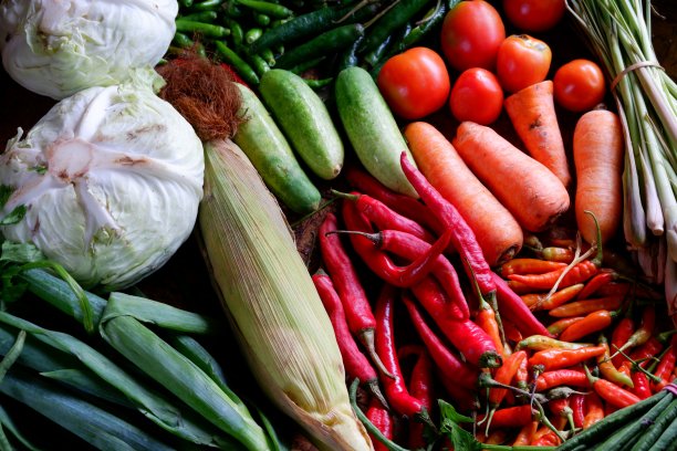 整齐排列的彩色蔬菜背景图片下载