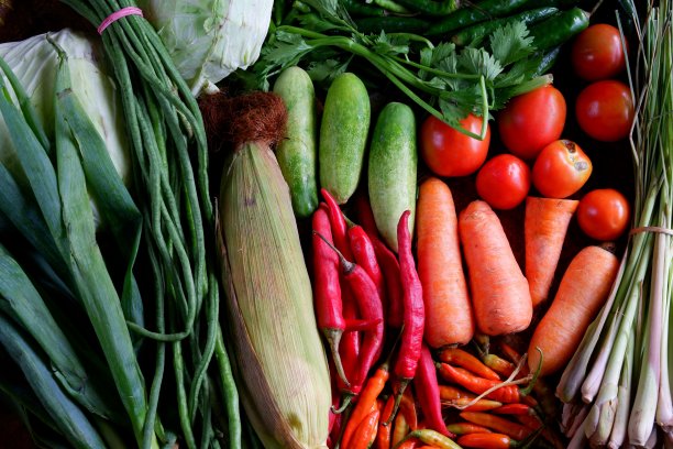 整齐排列的彩色蔬菜背景图片下载