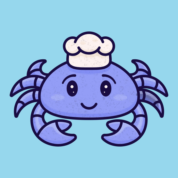 可爱的紫色螃蟹吉祥物标志图片下载