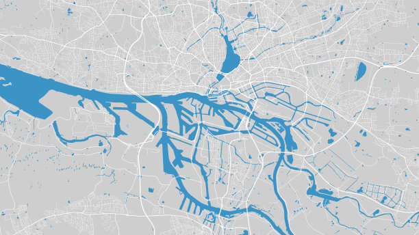 易北河地图德国汉堡市图片下载