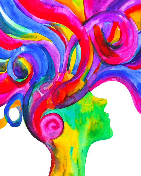 水彩插图积极思考图片下载