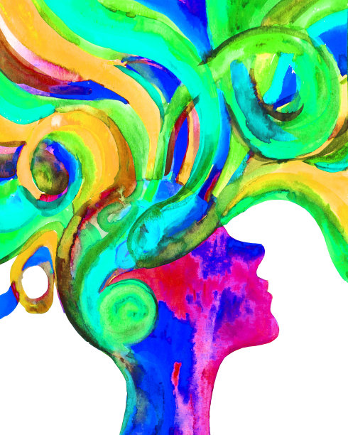 水彩插图积极思考图片下载