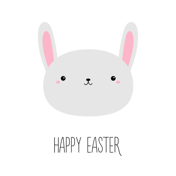 复活节快乐。兔兔兔兔圆圆的脸图标。可爱可爱的有趣的动物。卡通有趣的宝宝角色。孩子印刷海报，t恤布。爱的名片。平面设计。白色背景。图片下载