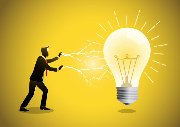 商人开启了灯泡的概念图片下载