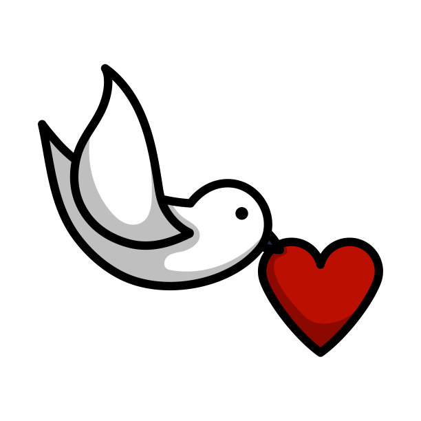 带心形图标的鸽子图片下载