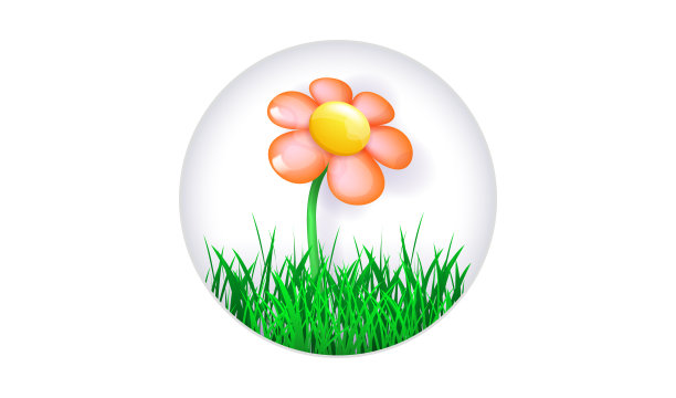 剪纸风格的绿草和花图片下载