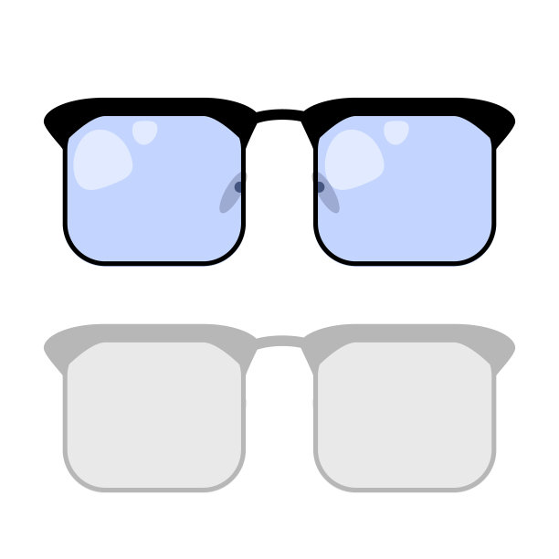 矢量插图方形玻璃与黑色框架和蓝色玻璃在白色背景与阴影。图片下载