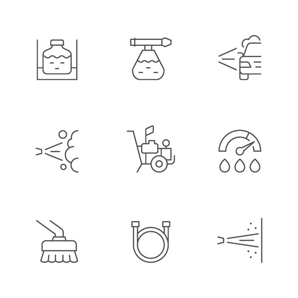 设置高压清洗机线条图标图片下载