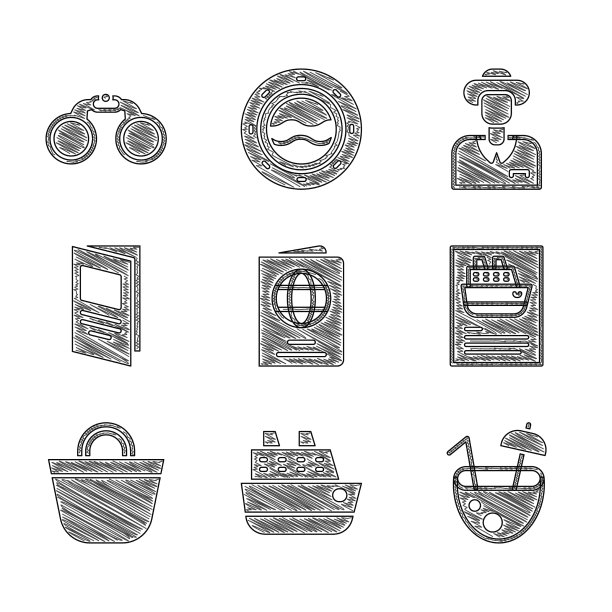 设置护照邮轮椰子鸡尾酒海滩图片下载