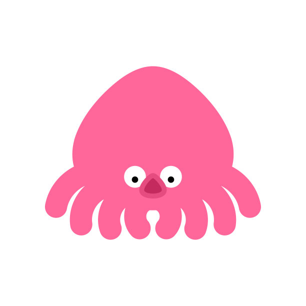 章鱼孤立可爱卡通。小poulpe。矢量图图片下载