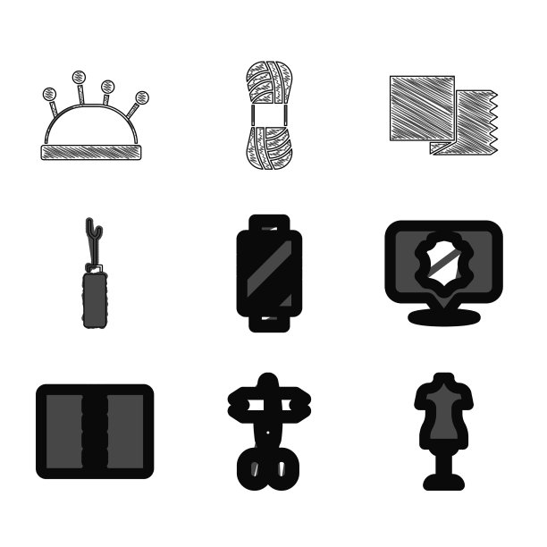 把缝纫线放在线轴剪刀人体模型上图片下载