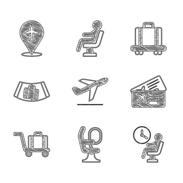 飞机起飞时，飞机座位上有人在等候图片下载